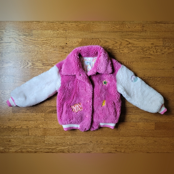 Lola + The Boys Other - Lola+the Boys Varsity Patch Faux Fur Bomber